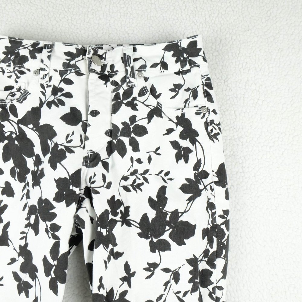 NYDJ Not Your Daughters Jeans Womens 2 White Black All Over Print Ankle Skinny - Picture 2 of 11